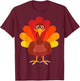 Kids Turkey Thanksgiving Outfit Clothes Cartoon Gift Turkey T-Shirt - T-Shirt | Maroon