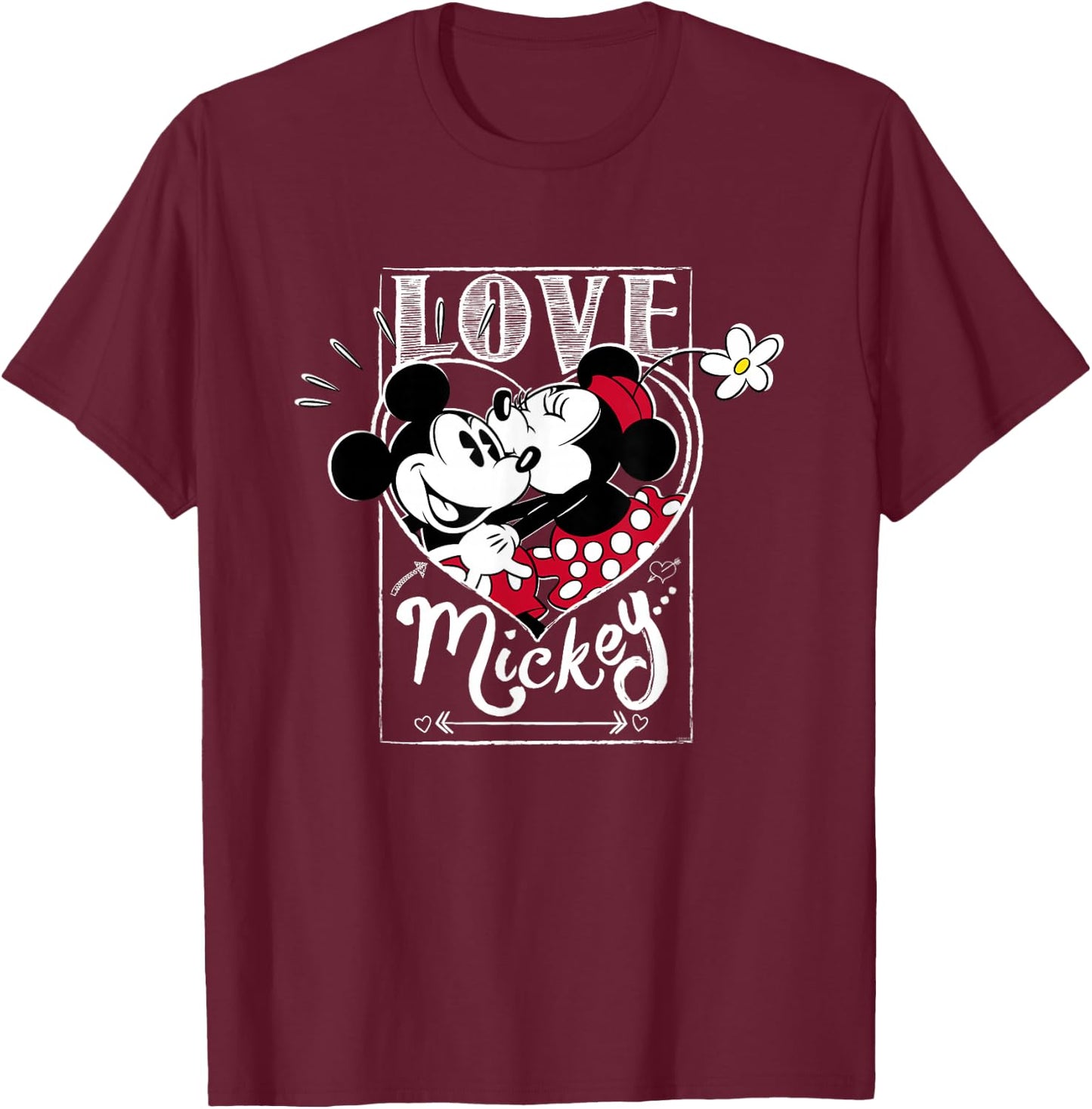 Disney Mickey & Minnie Mouse Love Mickey… Valentine’s Day T-Shirt - T-Shirt | Maroon