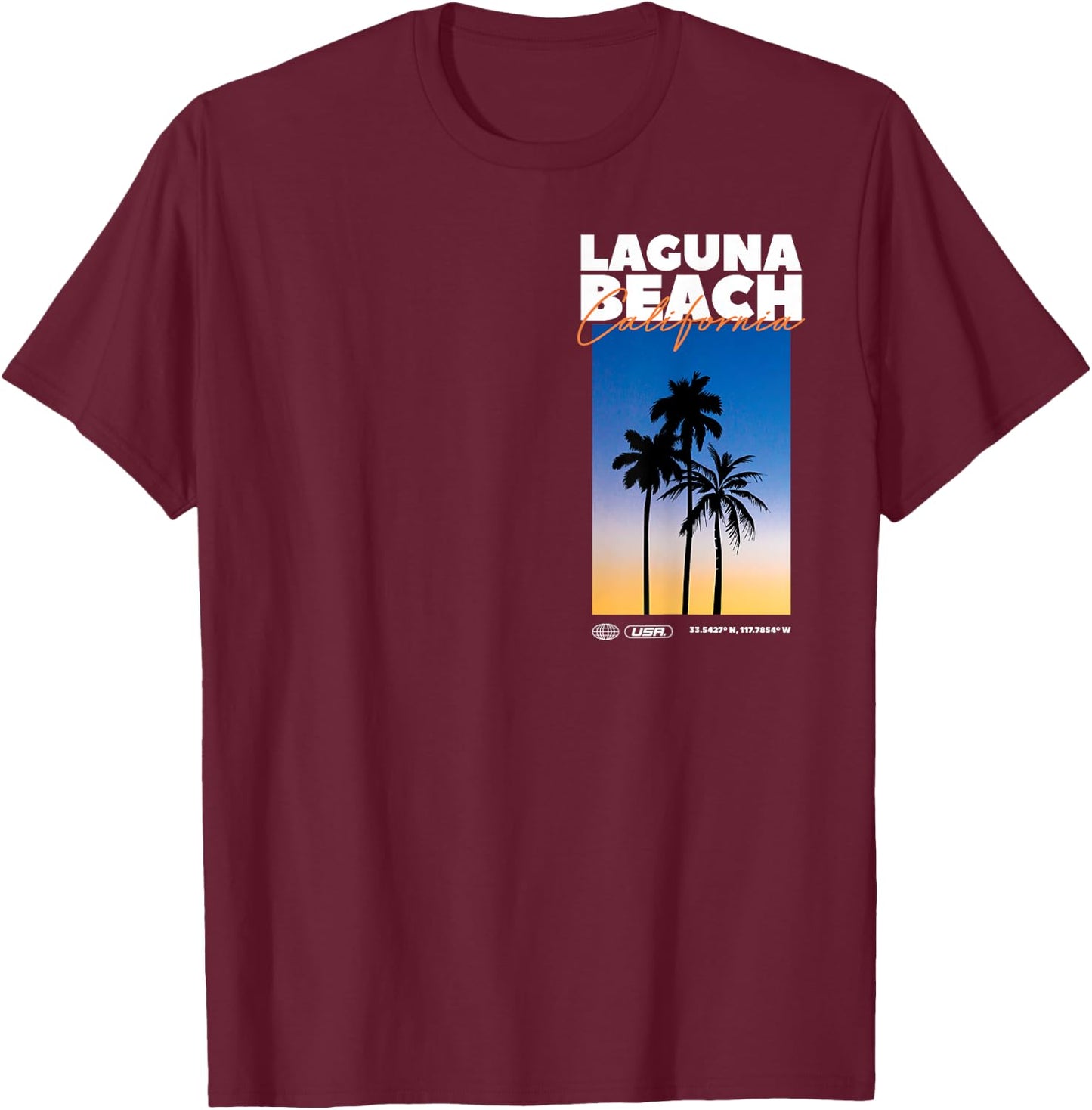 Laguna Beach - Kalifornien Sommer Palmenurlaub USA T-Shirt - T-Shirt | Maroon