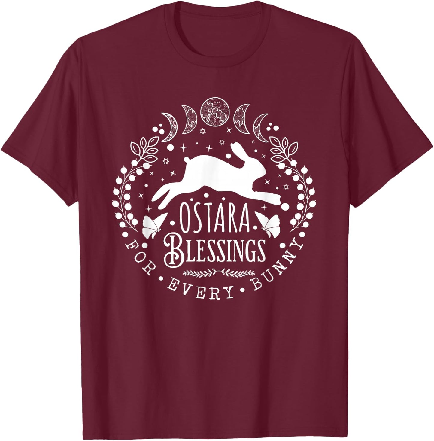 Pagan Ostara Blessings Springtime Rabbit for Wiccan Women T-Shirt - T-Shirt | Maroon