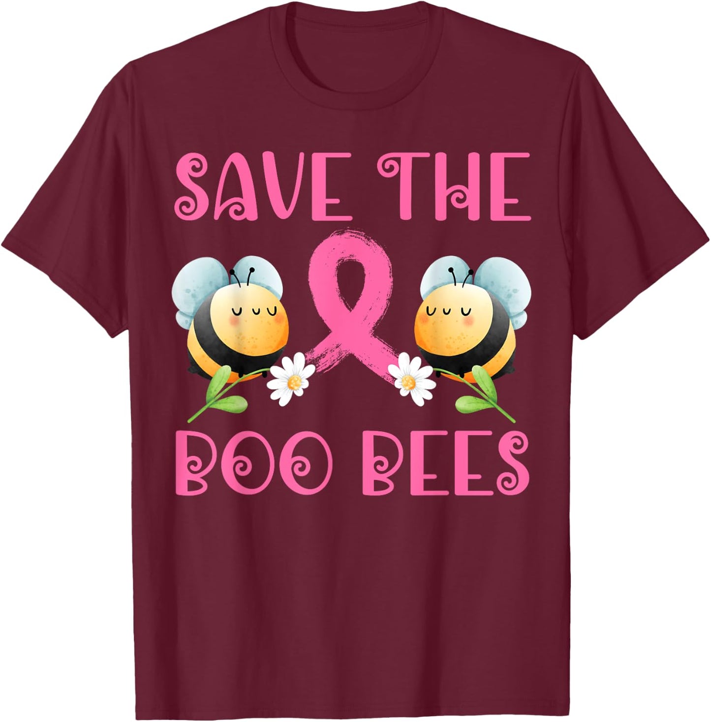 Save The Boo Bees Breast Warrior Survivor Cancer Awareness T-Shirt - T-Shirt | Maroon