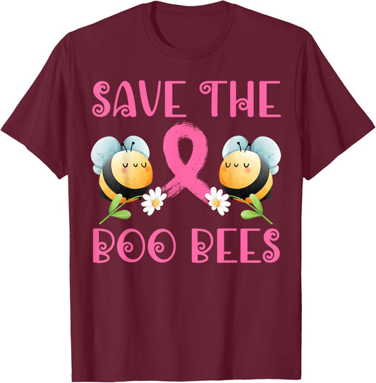 Save The Boo Bees Breast Warrior Survivor Cancer Awareness T-Shirt - T-Shirt | Maroon