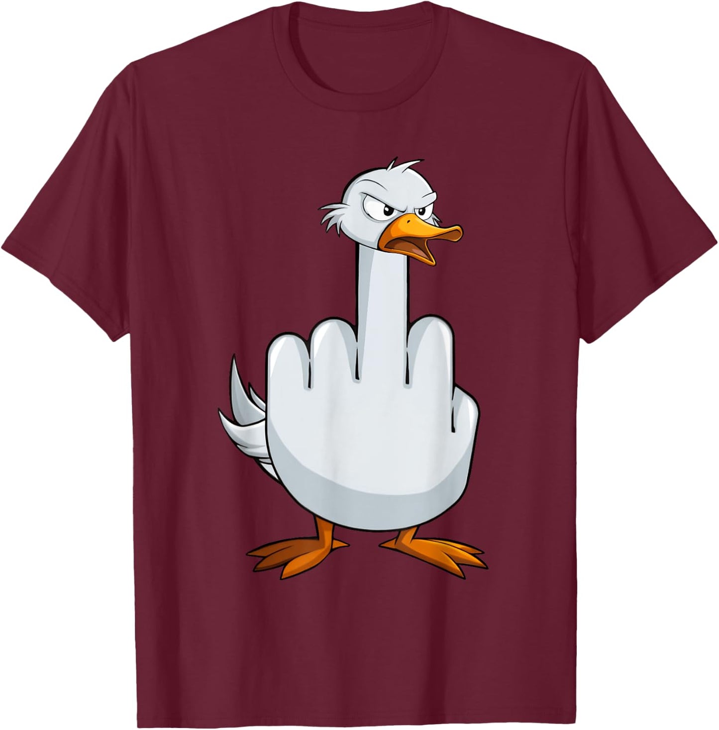 I Don't Give A Duck Middle Finger Funny Offensive Rude Duck T-Shirt - T-Shirt | Maroon