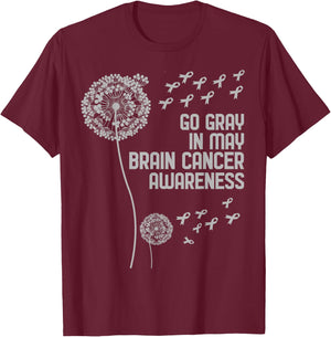 Brain Cancer Awareness Shirt Wear Gray Fight Brain Cancer T-Shirt - T-Shirt | Maroon