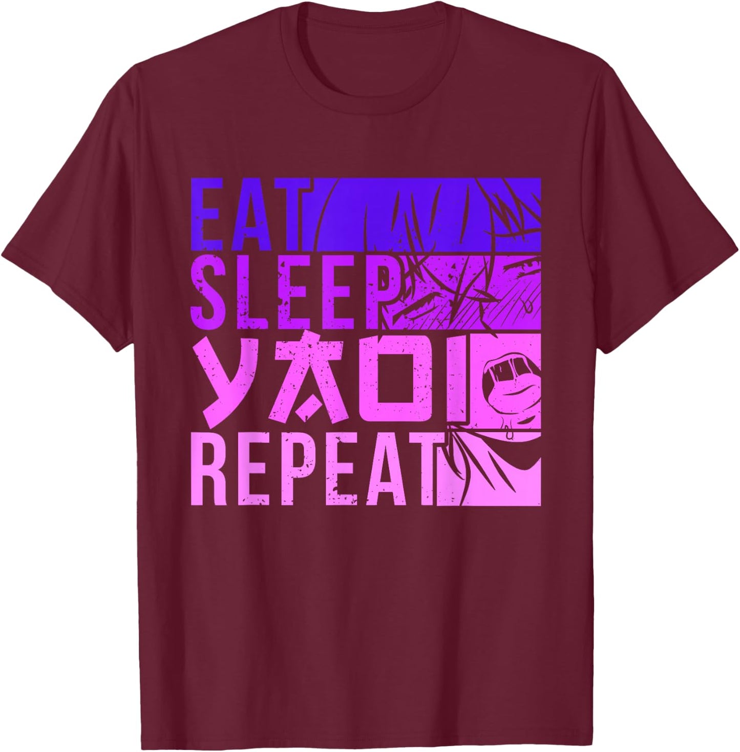Eat Sleep Yaoi Repeat Fujoshi Anime Boy Gay Manga T-Shirt - T-Shirt | Maroon