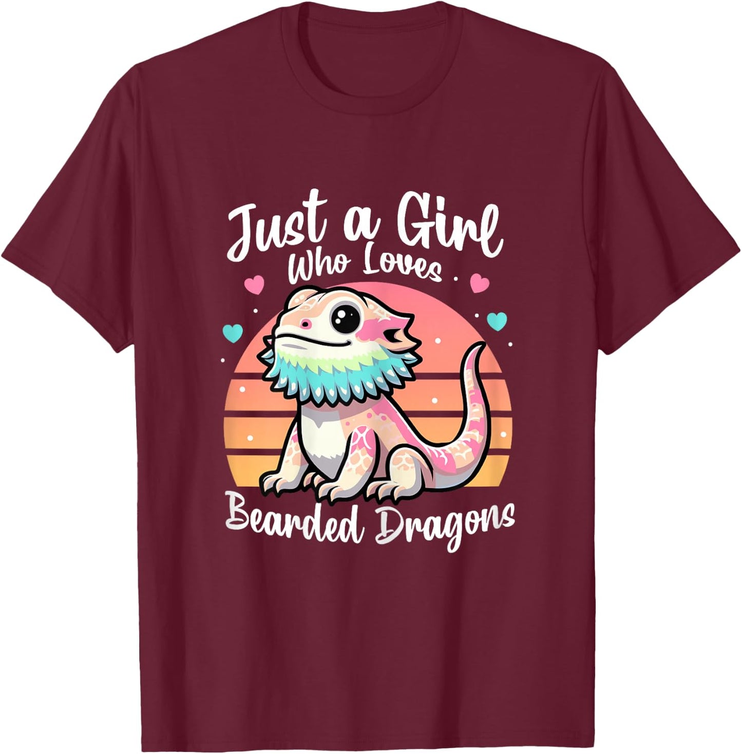 Just A Girl Who Loves Bearded Dragon Cute Reptile Lover T-Shirt - T-Shirt | Maroon