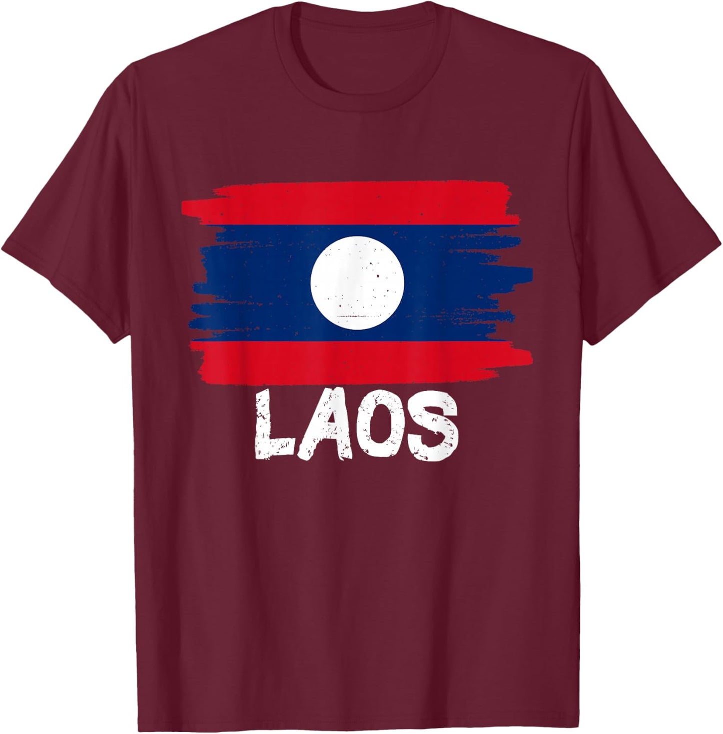 Laos Flag T-Shirt - T-Shirt | Maroon