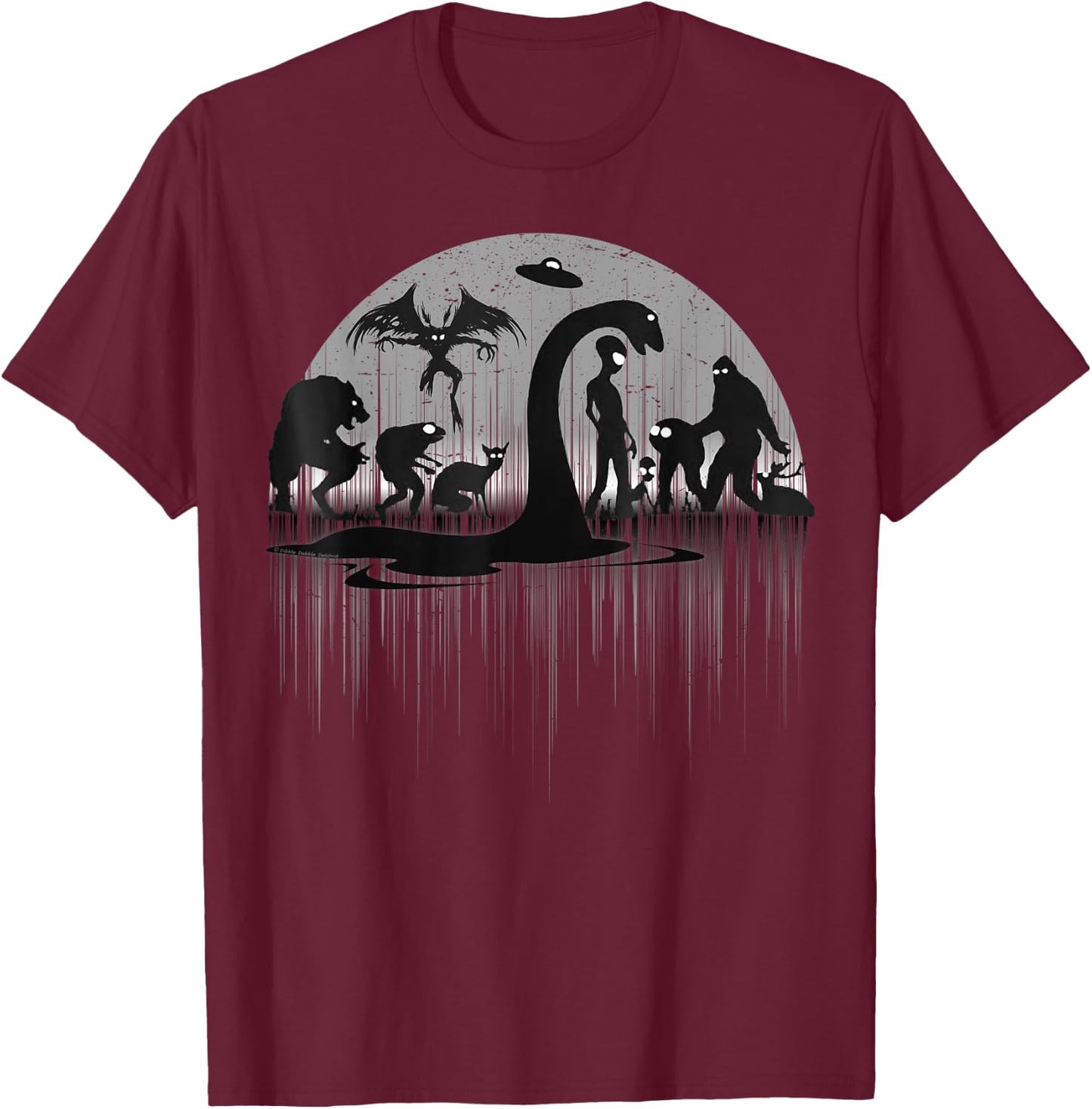 Mythical Loch Ness Bigfoot Mothman Aliens Funny Cryptid T-Shirt - T-Shirt | Maroon