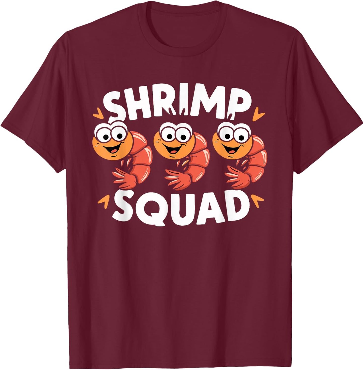 Kids Shrimp Shirts for Shrimp Lovers Shrimp Squad | -Kids Black Cartoon Lover Kids T-Shirt - T-Shirt | Maroon