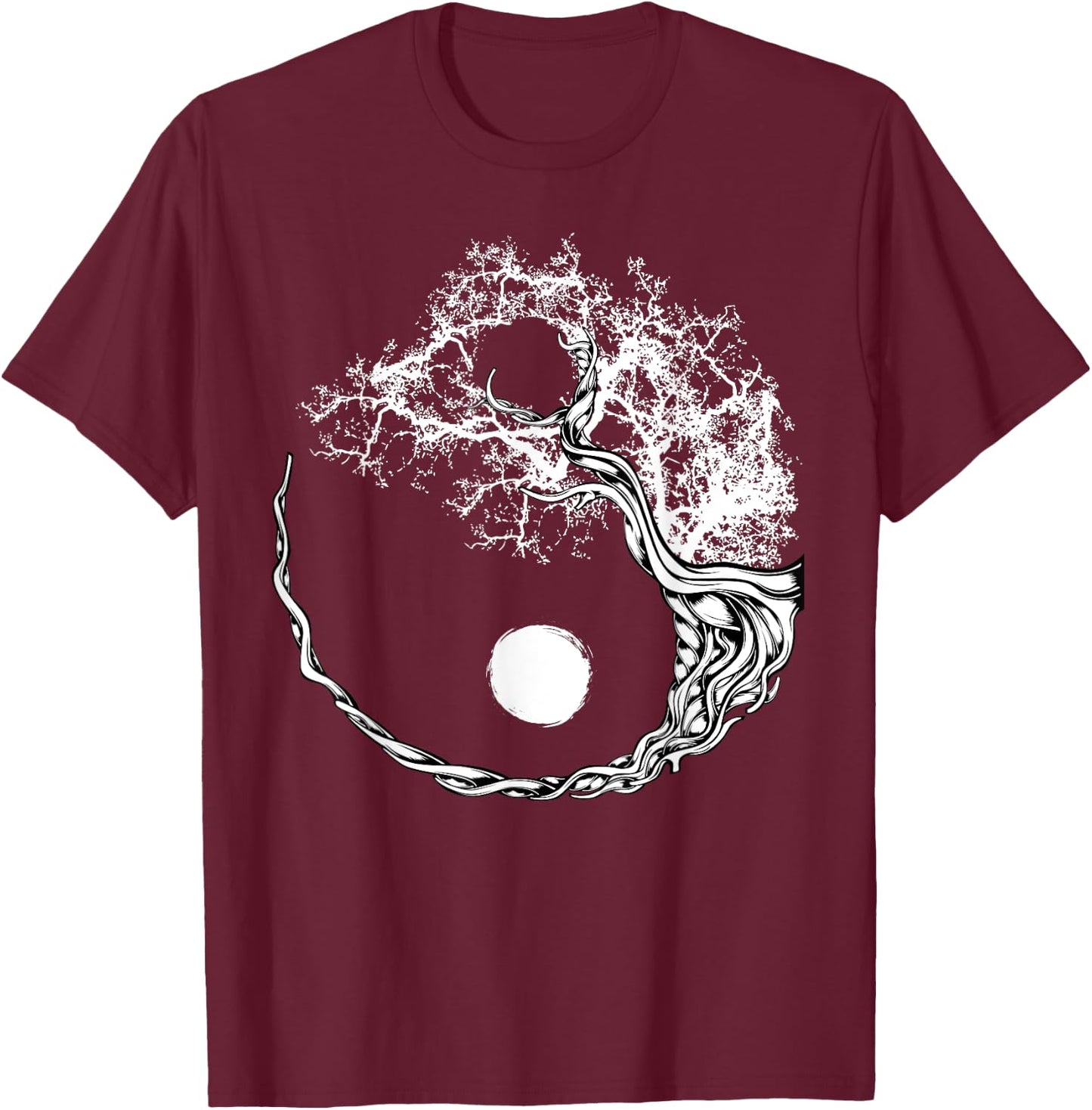 Yin Yang Bonsai Tree Japanese Buddhist Zen Spiritual Japan T-Shirt - T-Shirt | Maroon