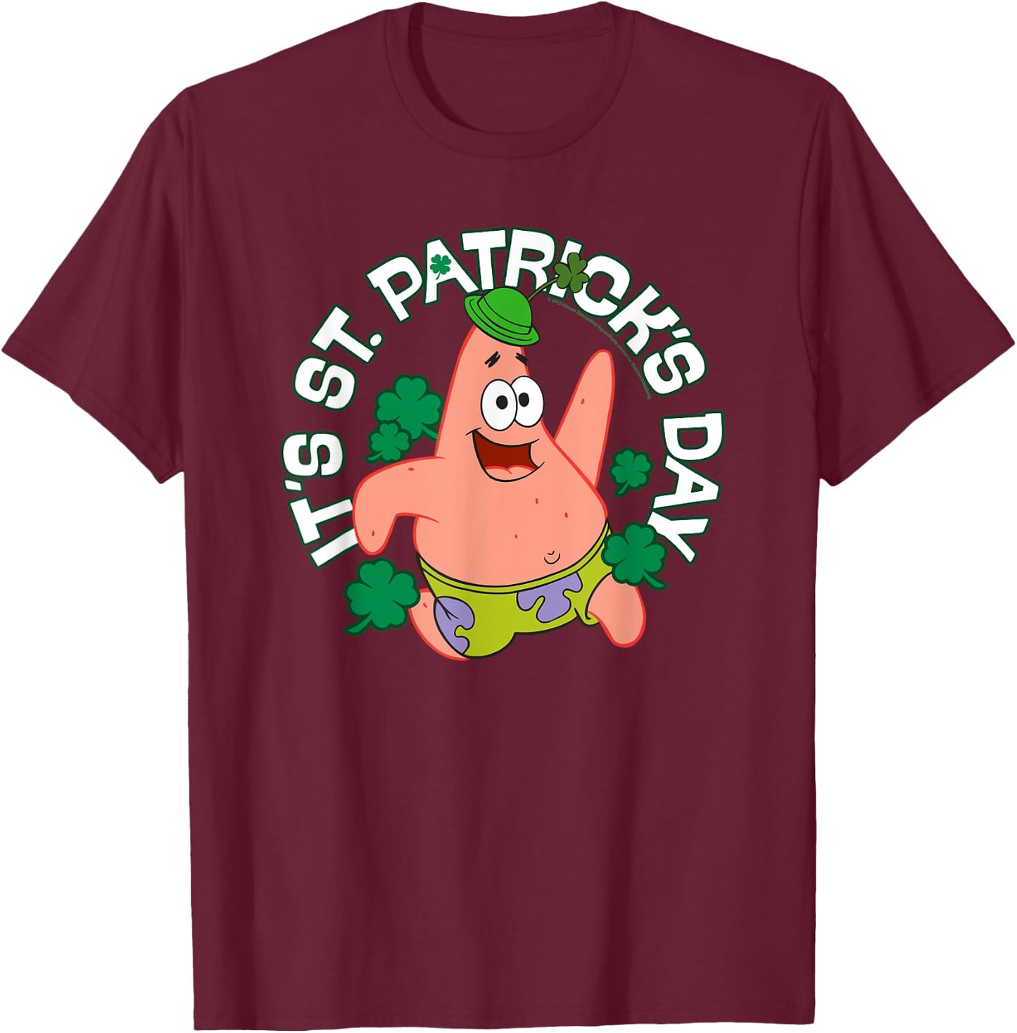 SpongeBob SquarePants It's St Patrick's Day , black T-Shirt - T-Shirt | Maroon
