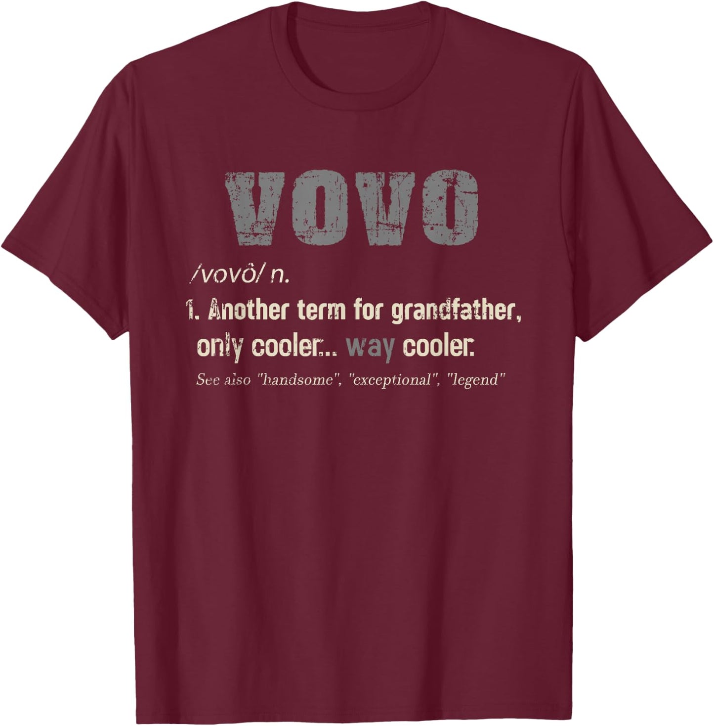 Portuguese Vovo Funny Definition Grandpa Gift T-Shirt - T-Shirt | Maroon
