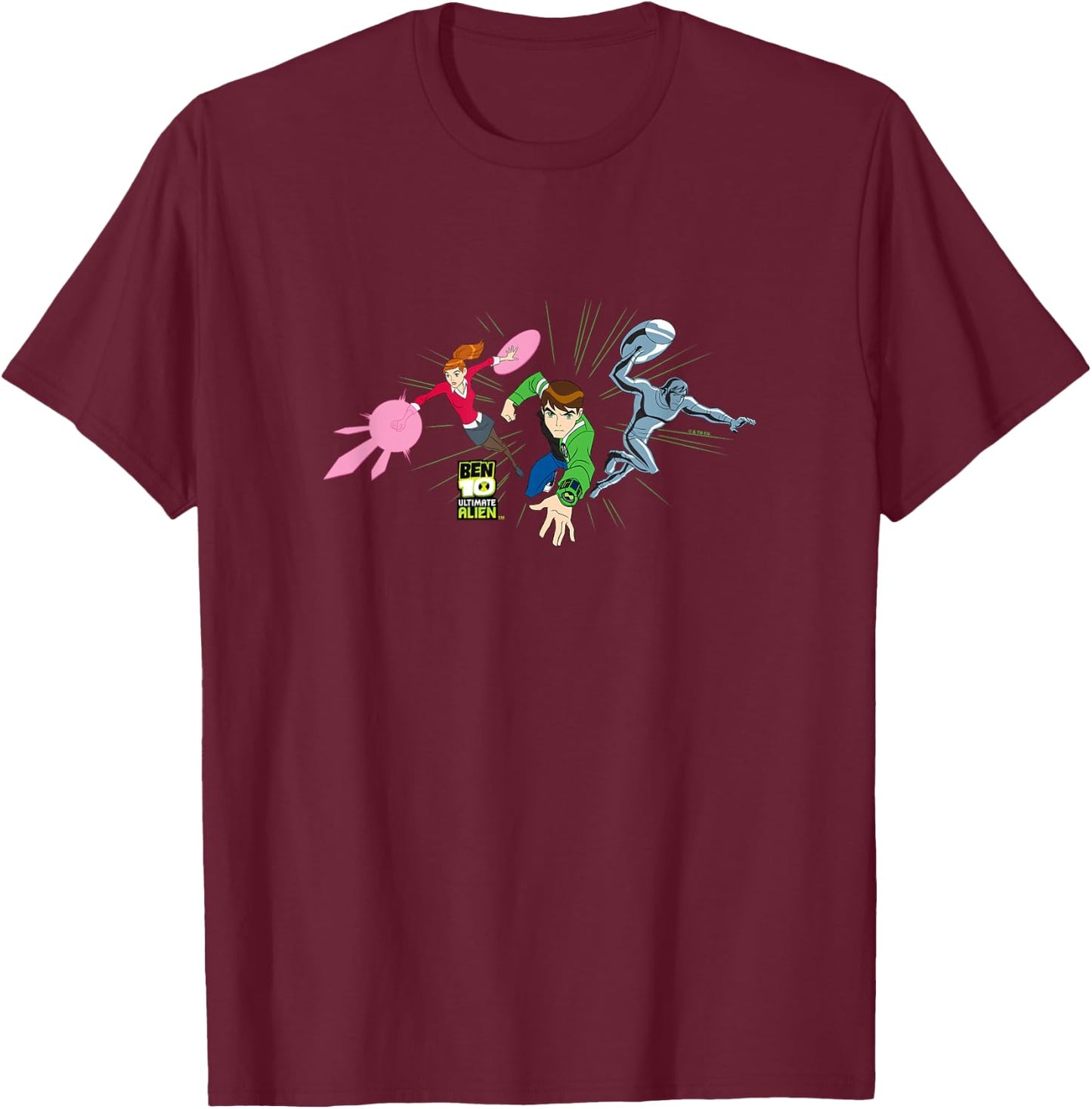 Ben 10 Ultimate Alien: Cosmic Destruction Epic Team Attack T-Shirt - T-Shirt | Maroon