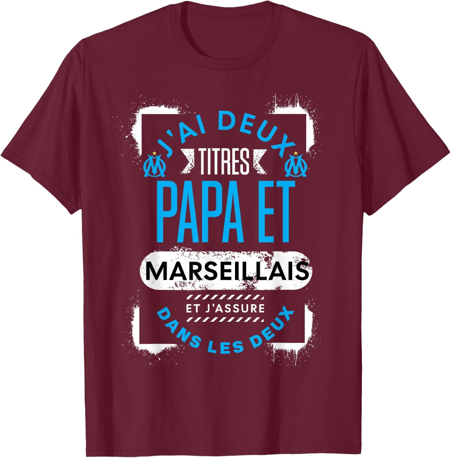 Supporter de Marseille Dad Father's Day Man Humour , Black, S T-Shirt - T-Shirt | Maroon
