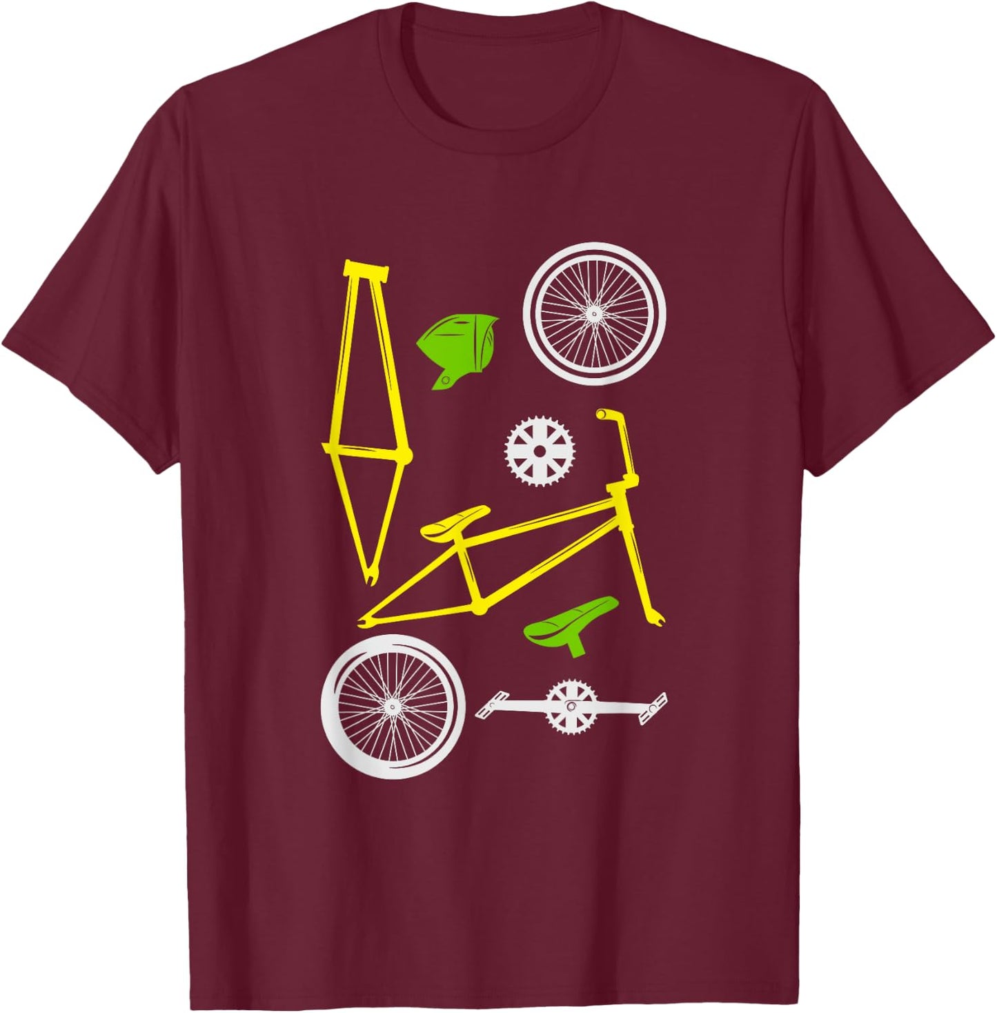 Bicycle BMX MTB Parts Love Cycling Biker Offroad Cyclist T-Shirt - T-Shirt | Maroon