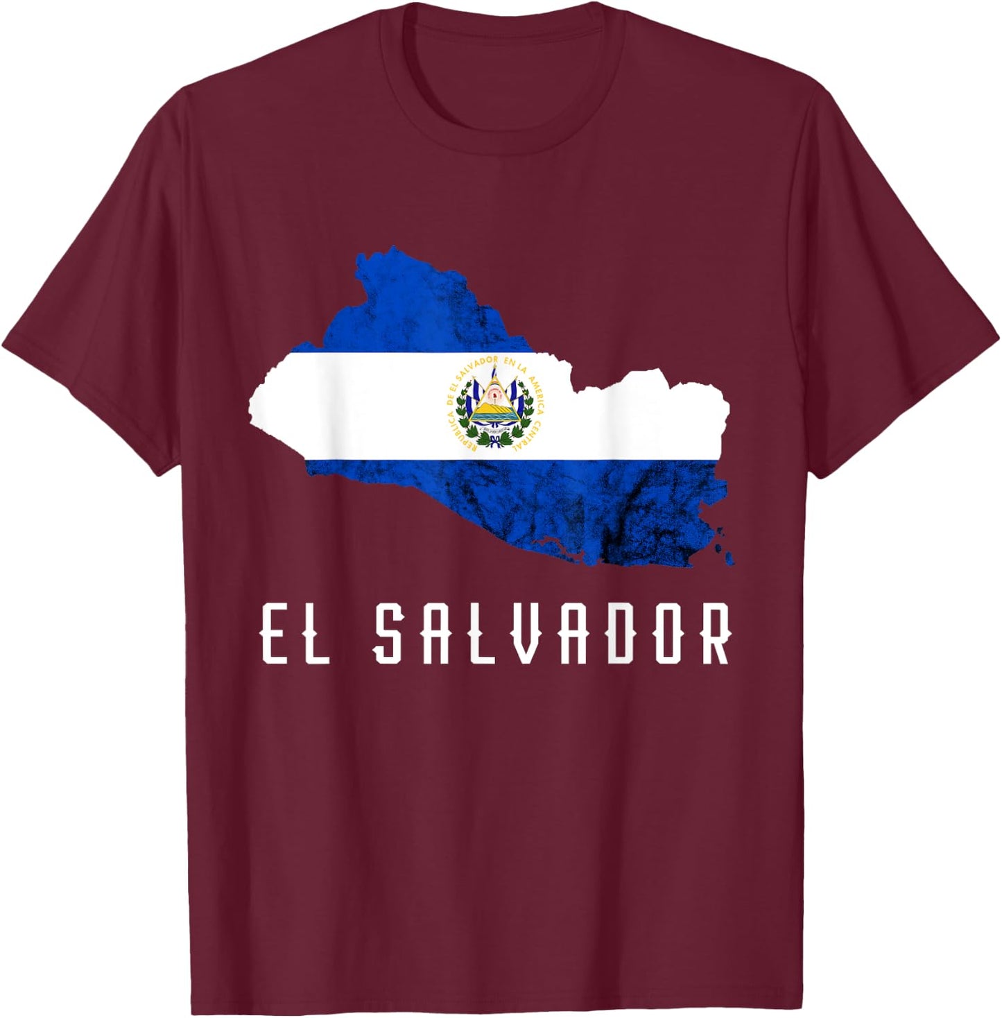 El Salvador Republica De El Salvador Map Salvadorean T-Shirt - T-Shirt | Maroon