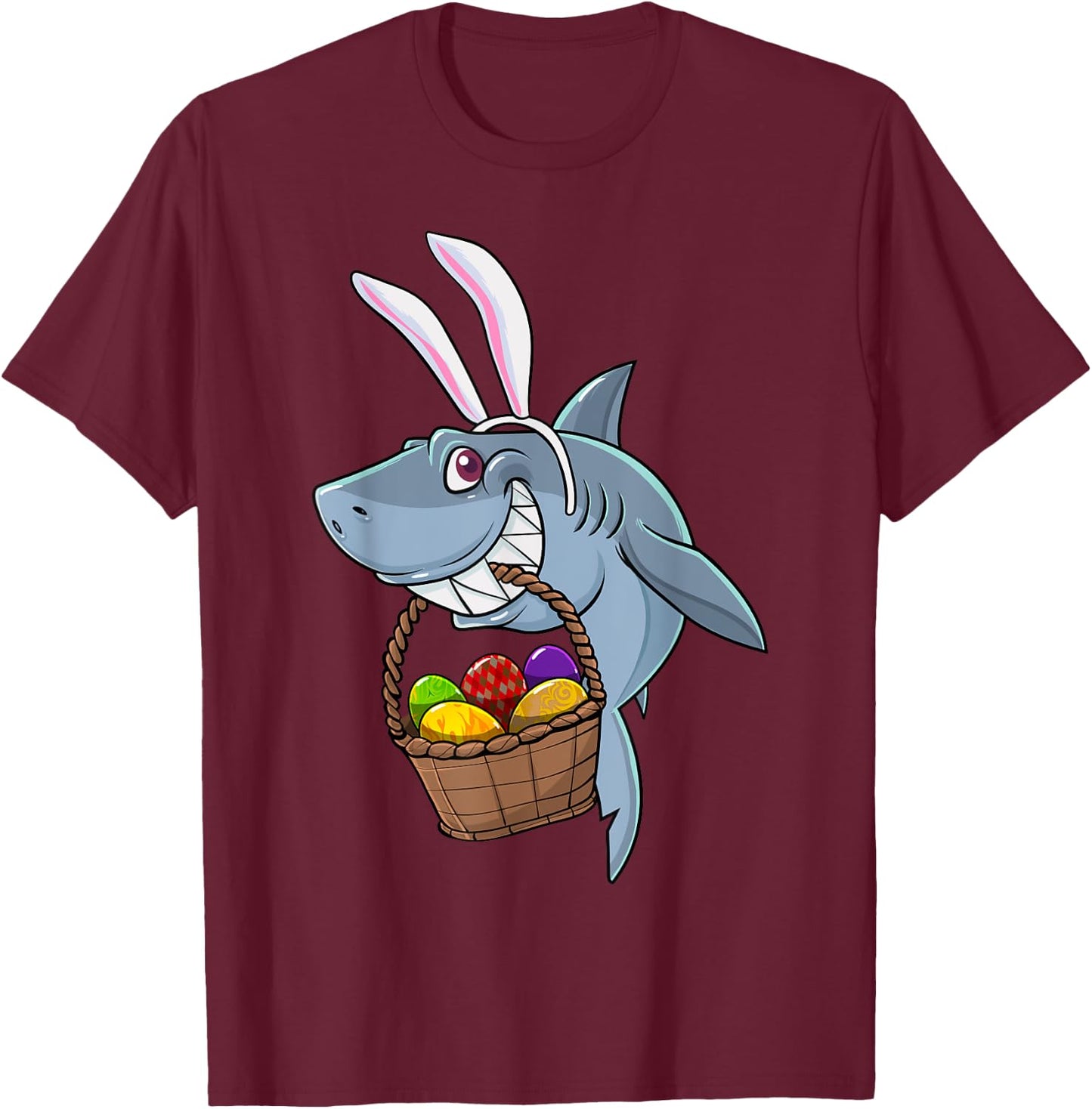 Cute Bunny Shark Easter For Boys Girls T-Shirt - T-Shirt | Maroon