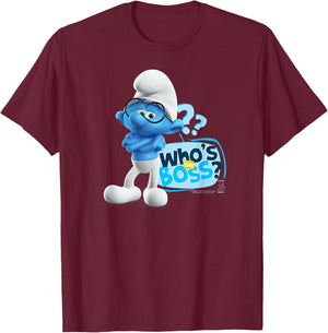 The Smurfs Brainy Who's The Boss? T-Shirt - T-Shirt | Maroon