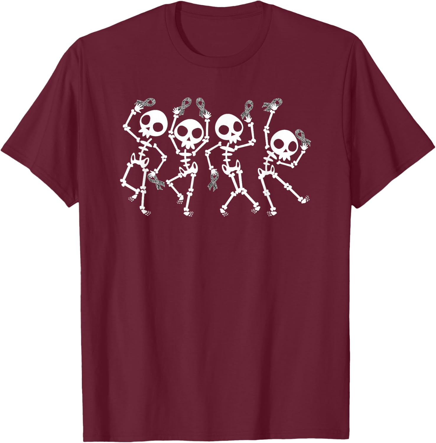 Ehlers Danlos Syndrome Black And White EDS Skeleton T-Shirt - T-Shirt | Maroon