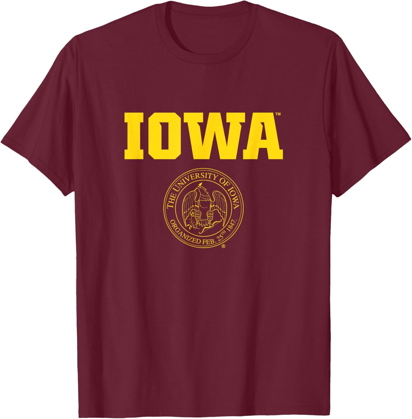 License Champs Iowa Hawkeyes -Adult Black Small T-Shirt - T-Shirt | Maroon