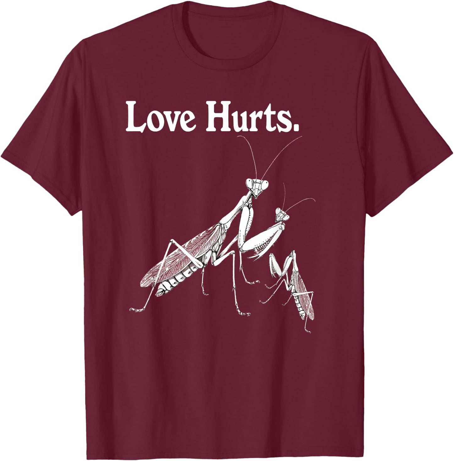 Praying Mantis Family Vintage Love Hurts T-Shirt - T-Shirt | Maroon