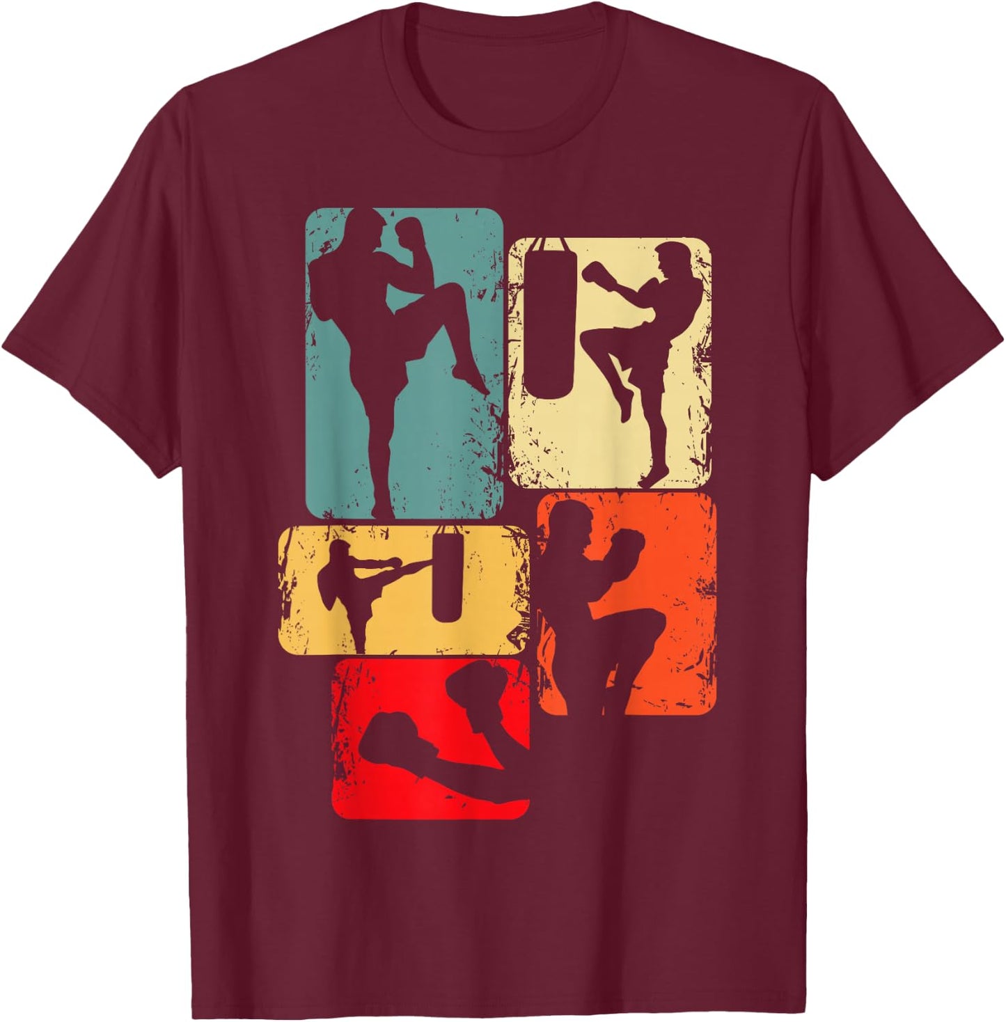 Kickboxing Kickboxer Karate Taekwondo Men's Children's , black T-Shirt - T-Shirt | Maroon