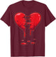 Dripping Broken Heart Minimal Line Art T-Shirt - T-Shirt | Maroon