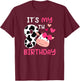 8th Cow Birthday 8 Year Old Girl Cow Birthday Party T-Shirt - T-Shirt | Maroon
