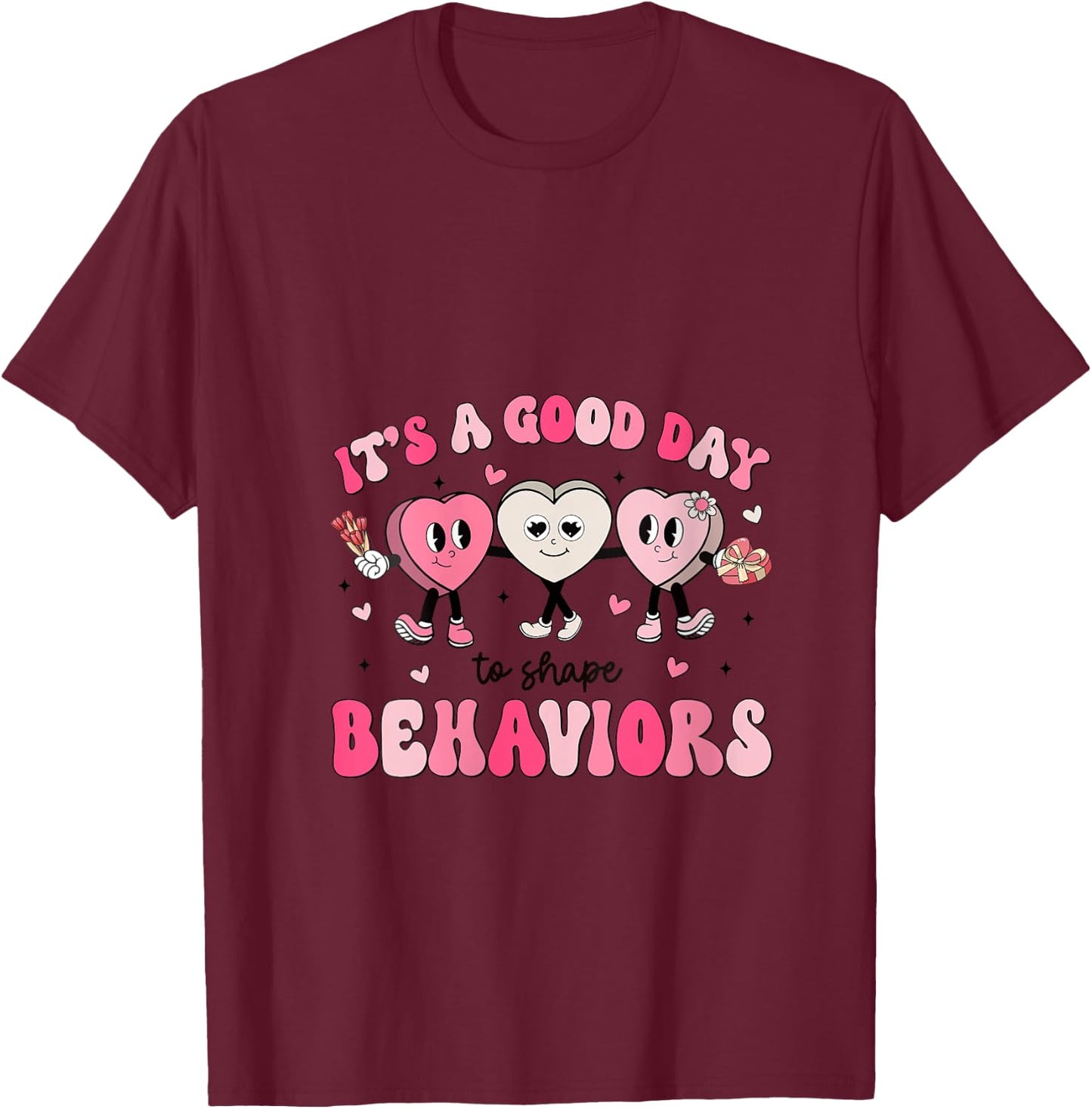 It's A Beautiful Day To Shape Behaviors Analyst Valentine V-Neck T-Shirt - T-Shirt | Maroon