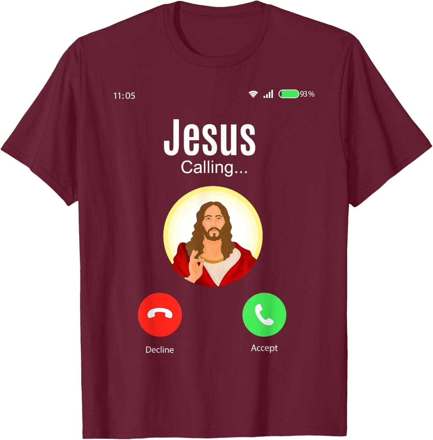 Jesus Calls , black T-Shirt - T-Shirt | Maroon