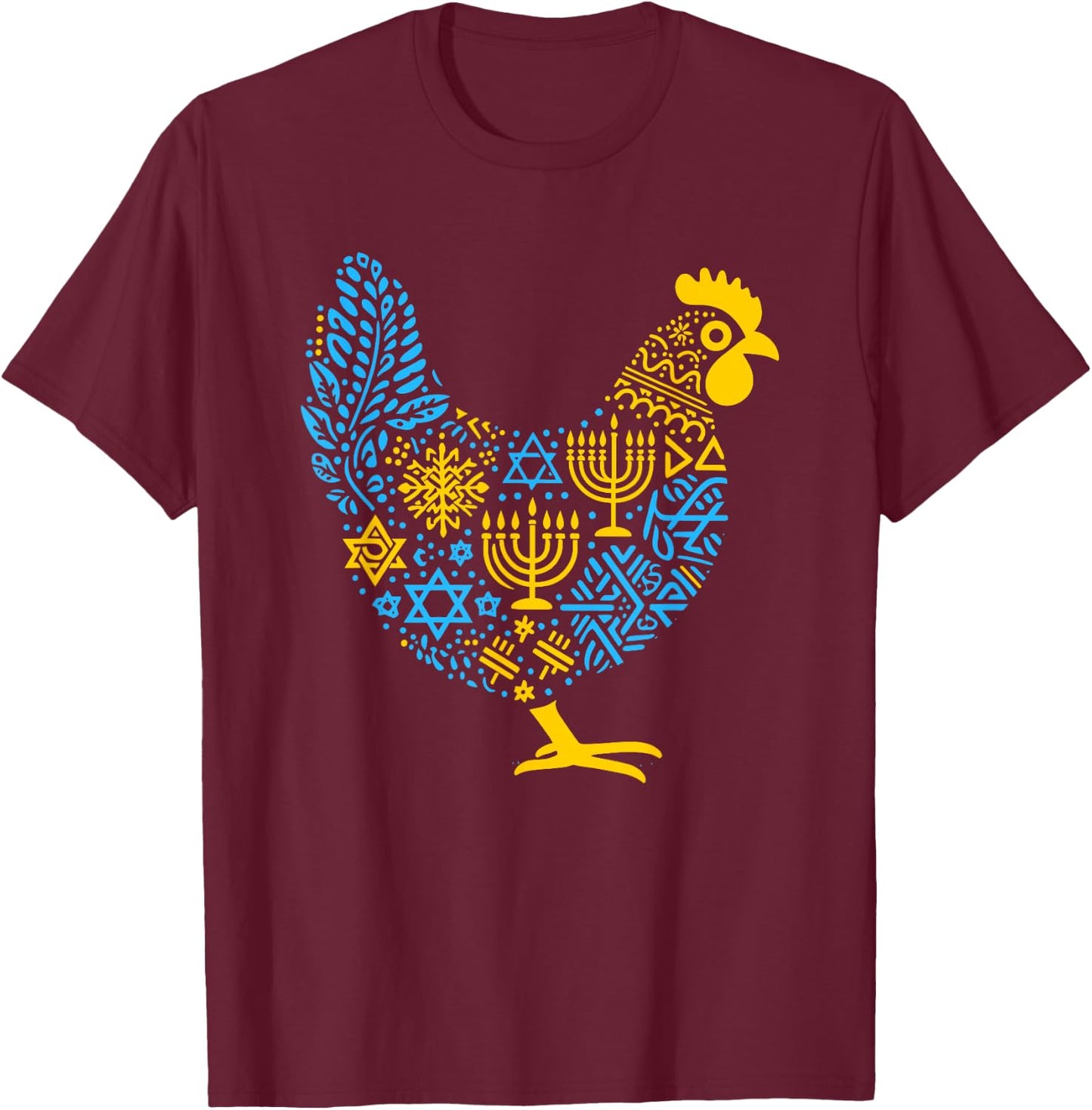 Chicken Menorah Dreidel Jewish Hanukkah Kids T-Shirt - T-Shirt | Maroon