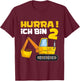 Hurra Ich Bin 2. Geburtstag Jungen Shirts, Zwei Jahre Bagger T-Shirt - T-Shirt | Maroon