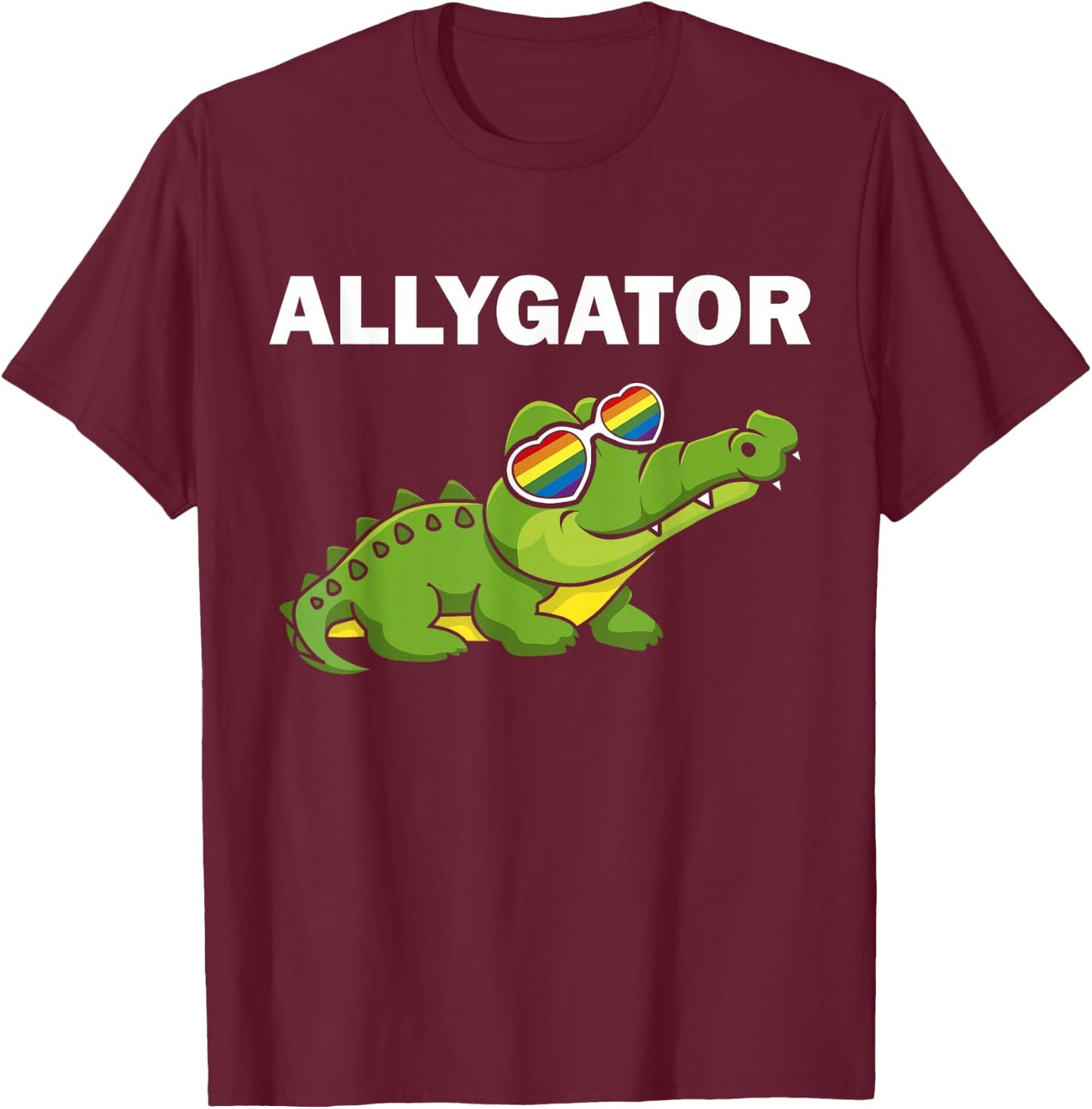 Allygator Straight Ally Alligator LGBTQ+ Homosexueller Unterstützer T-Shirt - T-Shirt | Maroon