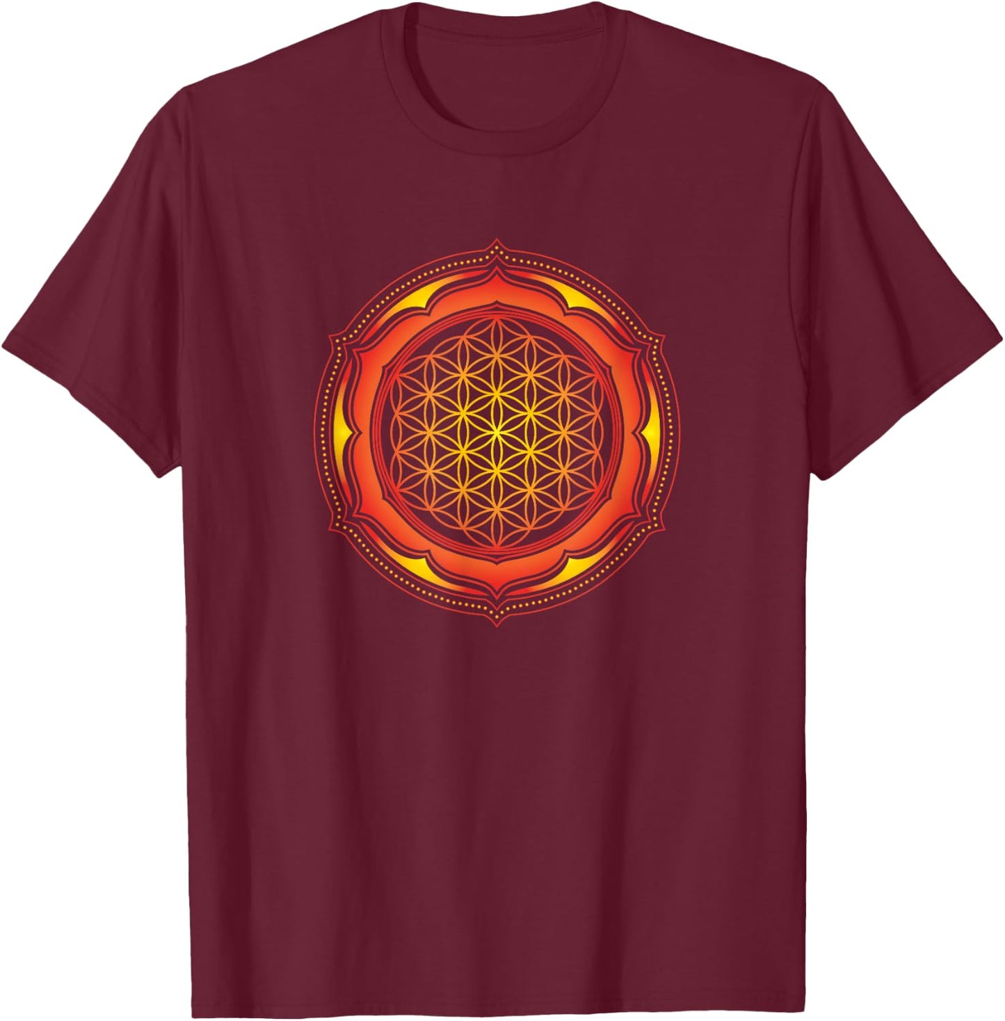 Flower of Life Sacred Geometry Harmony Yoga Fitness T-Shirt - T-Shirt | Maroon