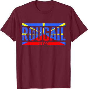 Island of the Réunion 974 representing Creole Rouge Flag , Black T-Shirt - T-Shirt | Maroon