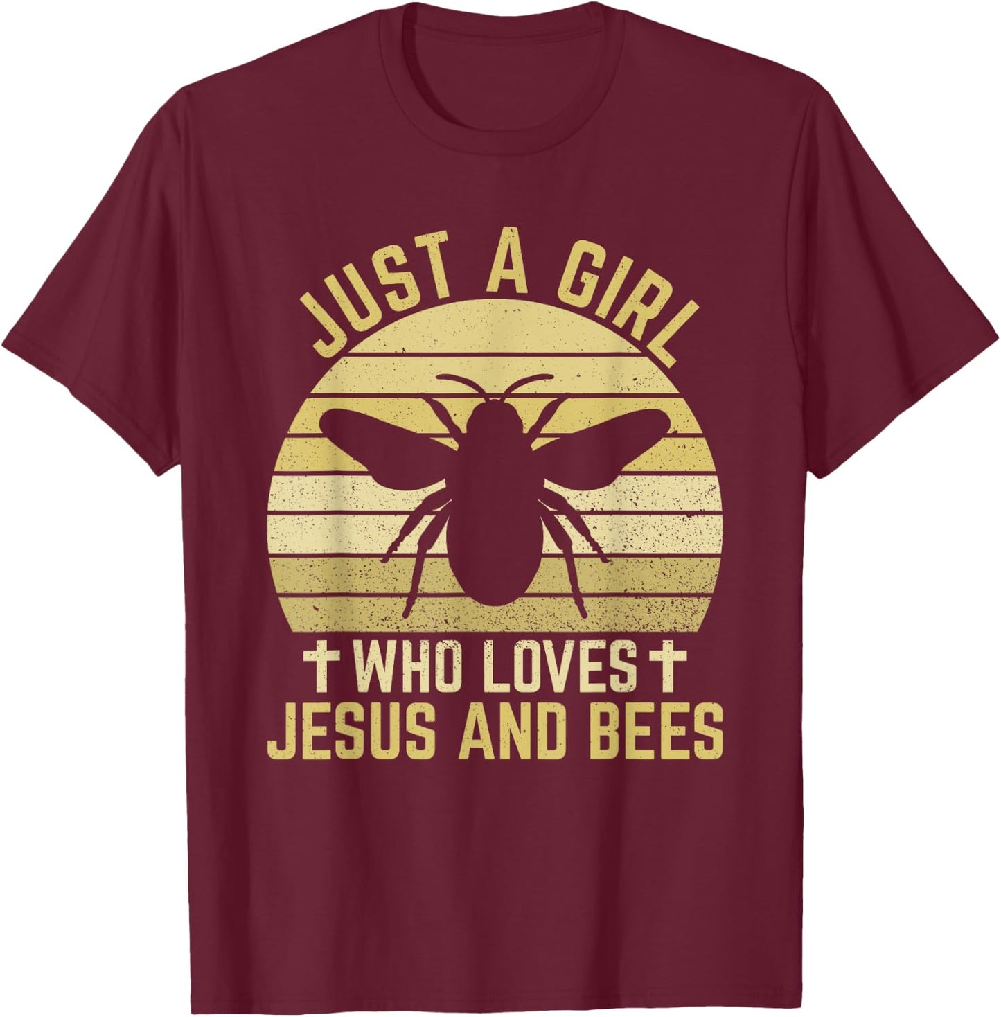 Jesus And Bees - Christian Girl And Women T-Shirt - T-Shirt | Maroon