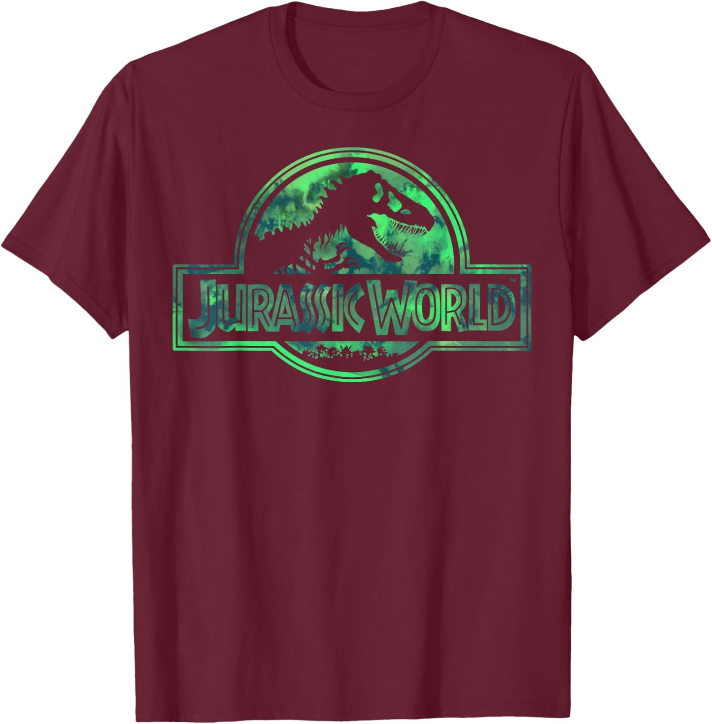 Jurassic World Green Teal Watercolor Logo Small T-Shirt - T-Shirt | Maroon