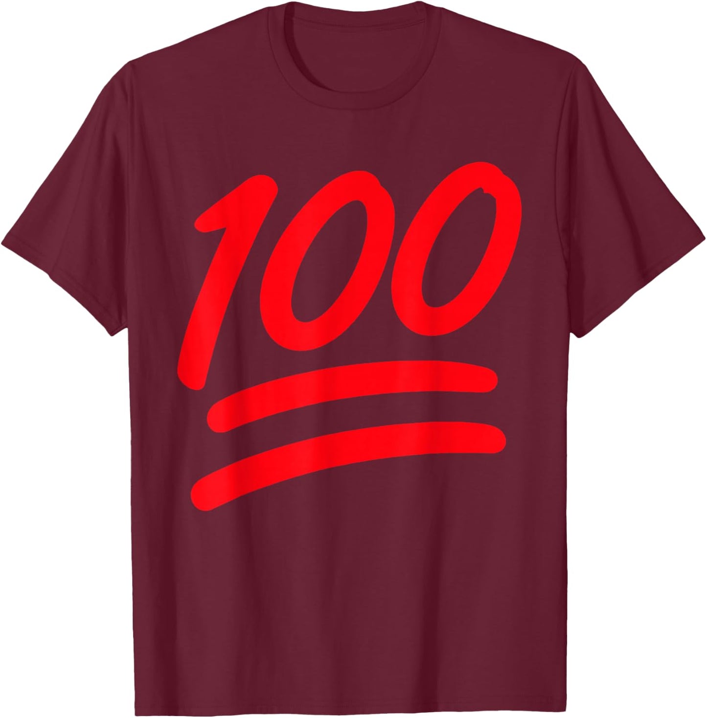 Funny Emoticon Hundred Points Symbol 100 Score T-Shirt - T-Shirt | Maroon