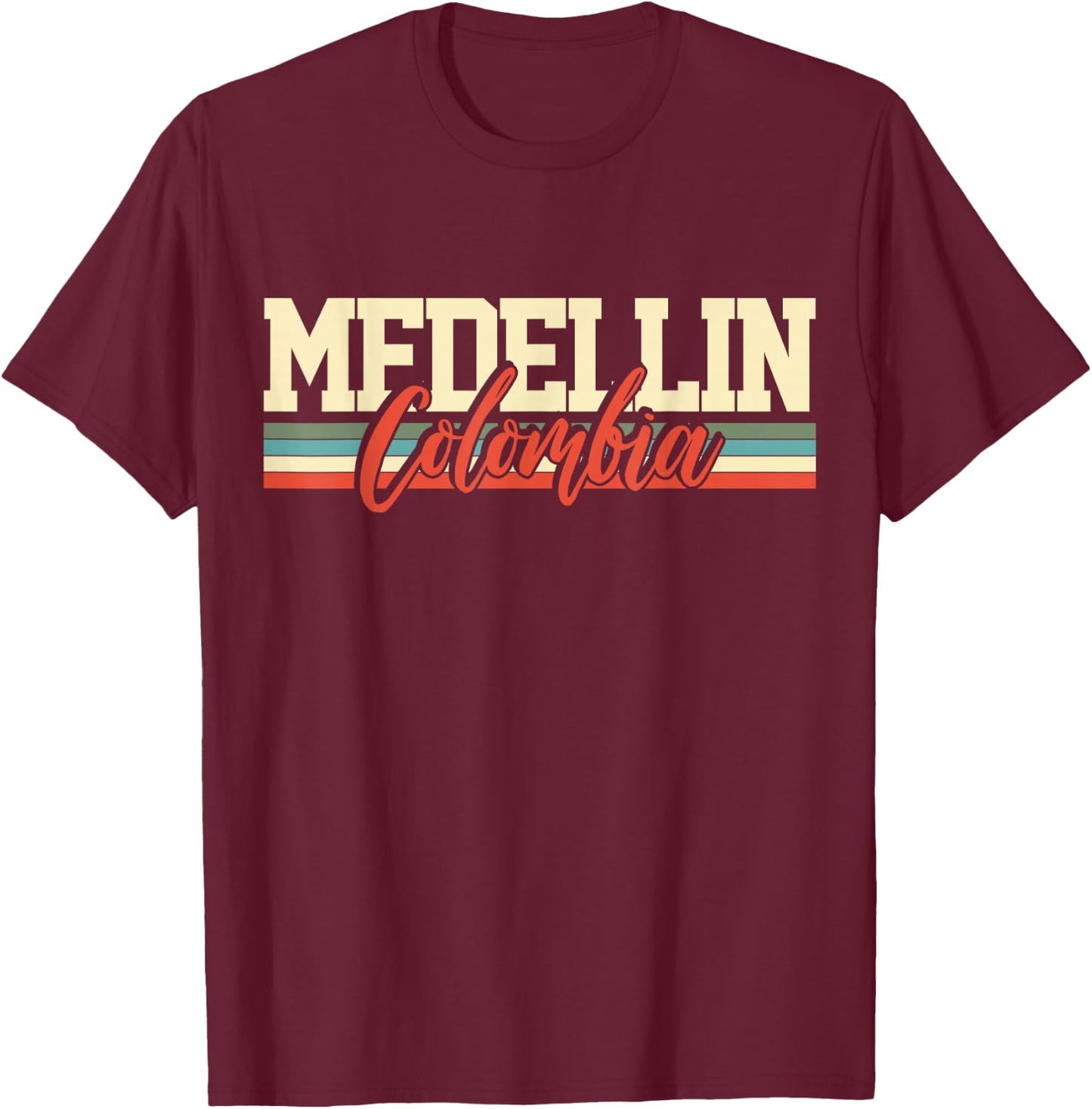 Medellin Colombia Travel Souvenir Retro Gift T-Shirt - T-Shirt | Maroon