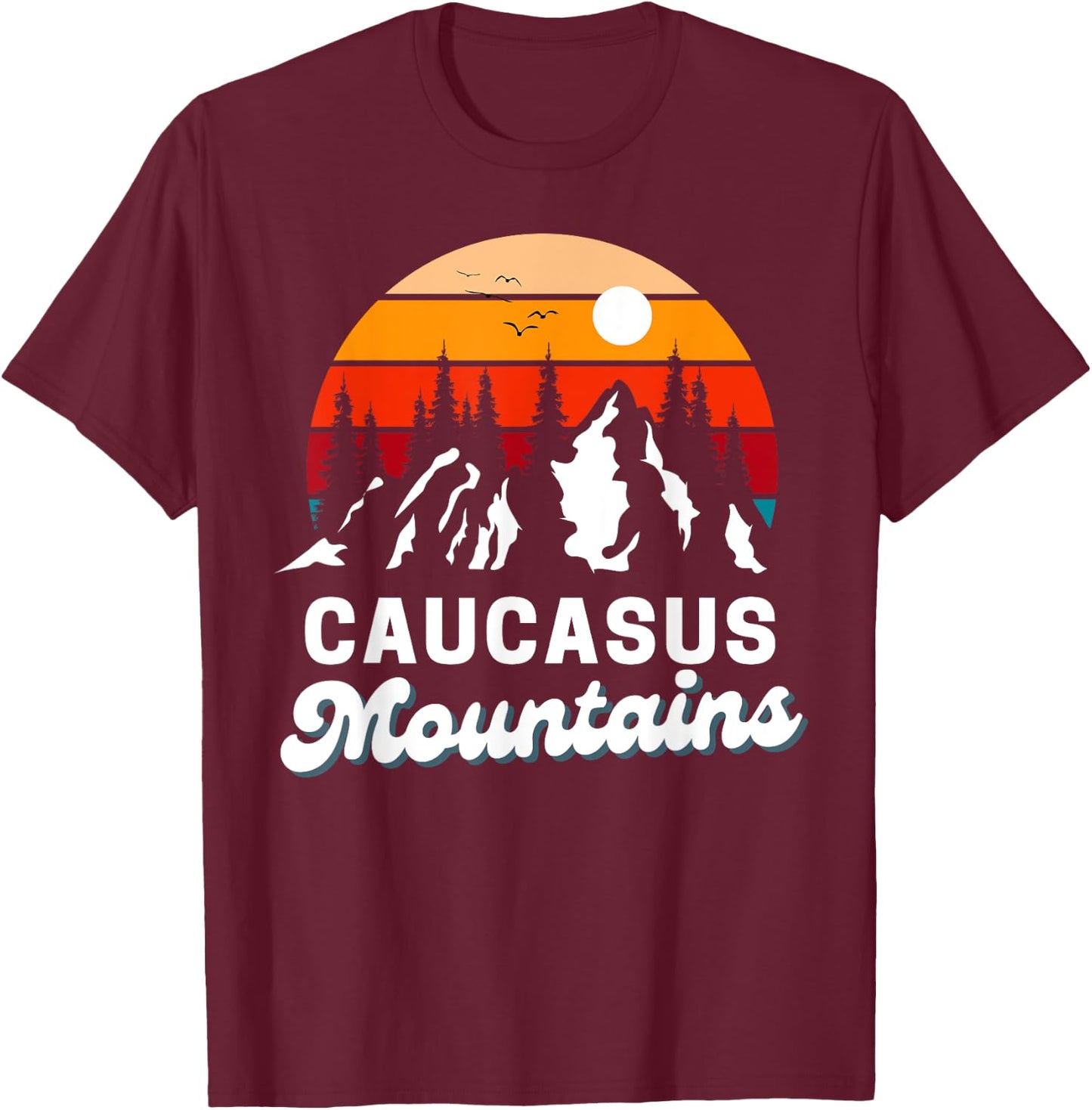 Caucasus Mountains Outdoor Hiking Nature Retro Souvenir T-Shirt - T-Shirt | Maroon