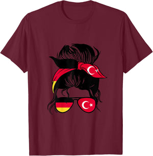 Half German Half Turkish Mix Germany and Turkey Roots T-Shirt - T-Shirt | Maroon