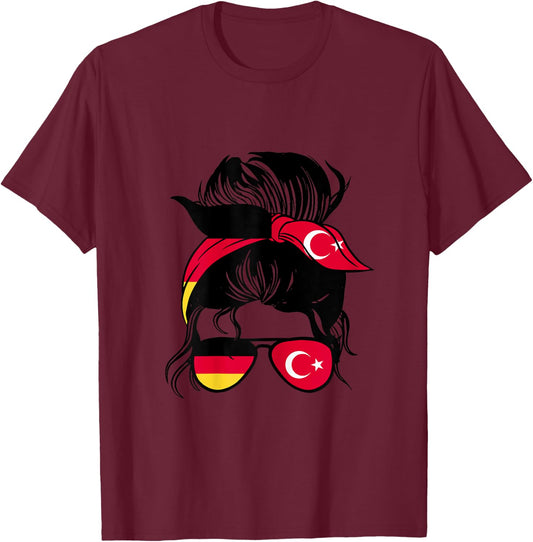 Half German Half Turkish Mix Germany and Turkey Roots T-Shirt - T-Shirt | Maroon