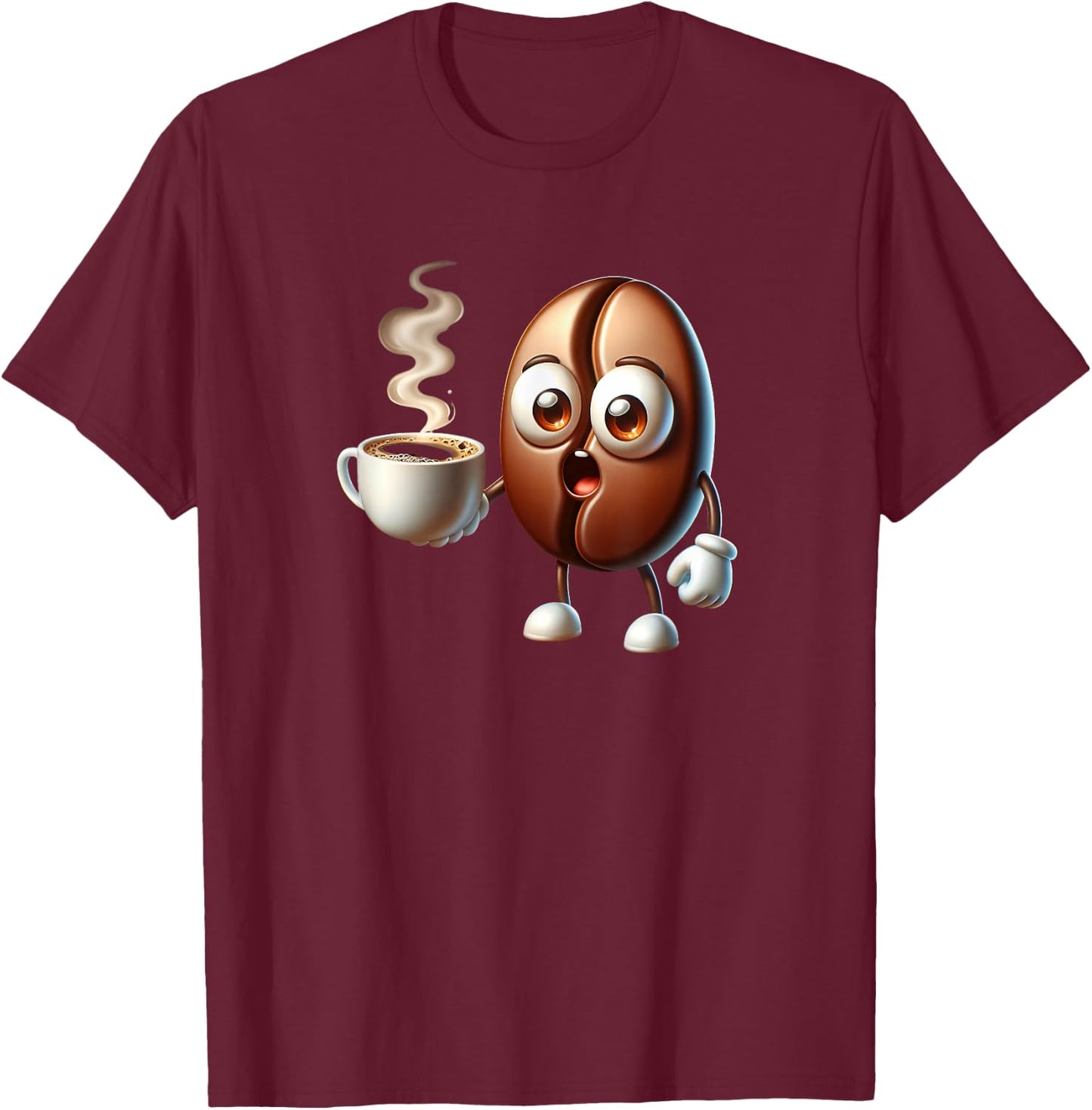 Erwachsene mit Cartoon-Muster in Schwarz, Größe S T-Shirt - T-Shirt | Maroon