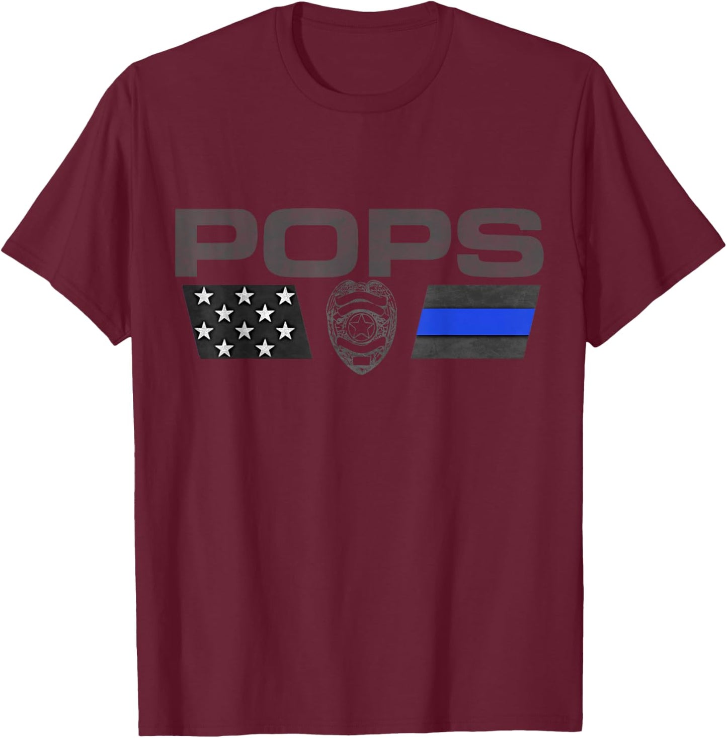 Police Pops Thin Blue Line Logo T-Shirt - T-Shirt | Maroon