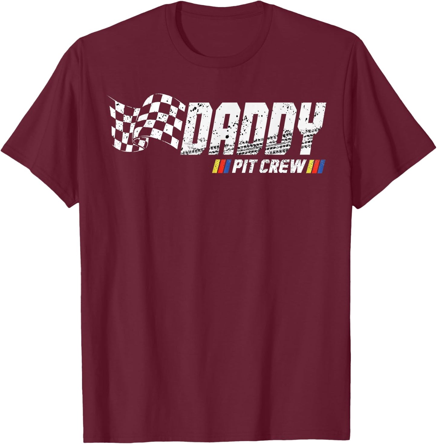 Daddy Pit Crew Race Car Birthday Family Racing T-Shirt - T-Shirt | Maroon