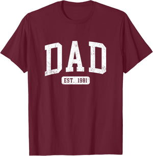 Dad Est 1981 Fathers Day Idea for Daddy T-Shirt - T-Shirt | Maroon