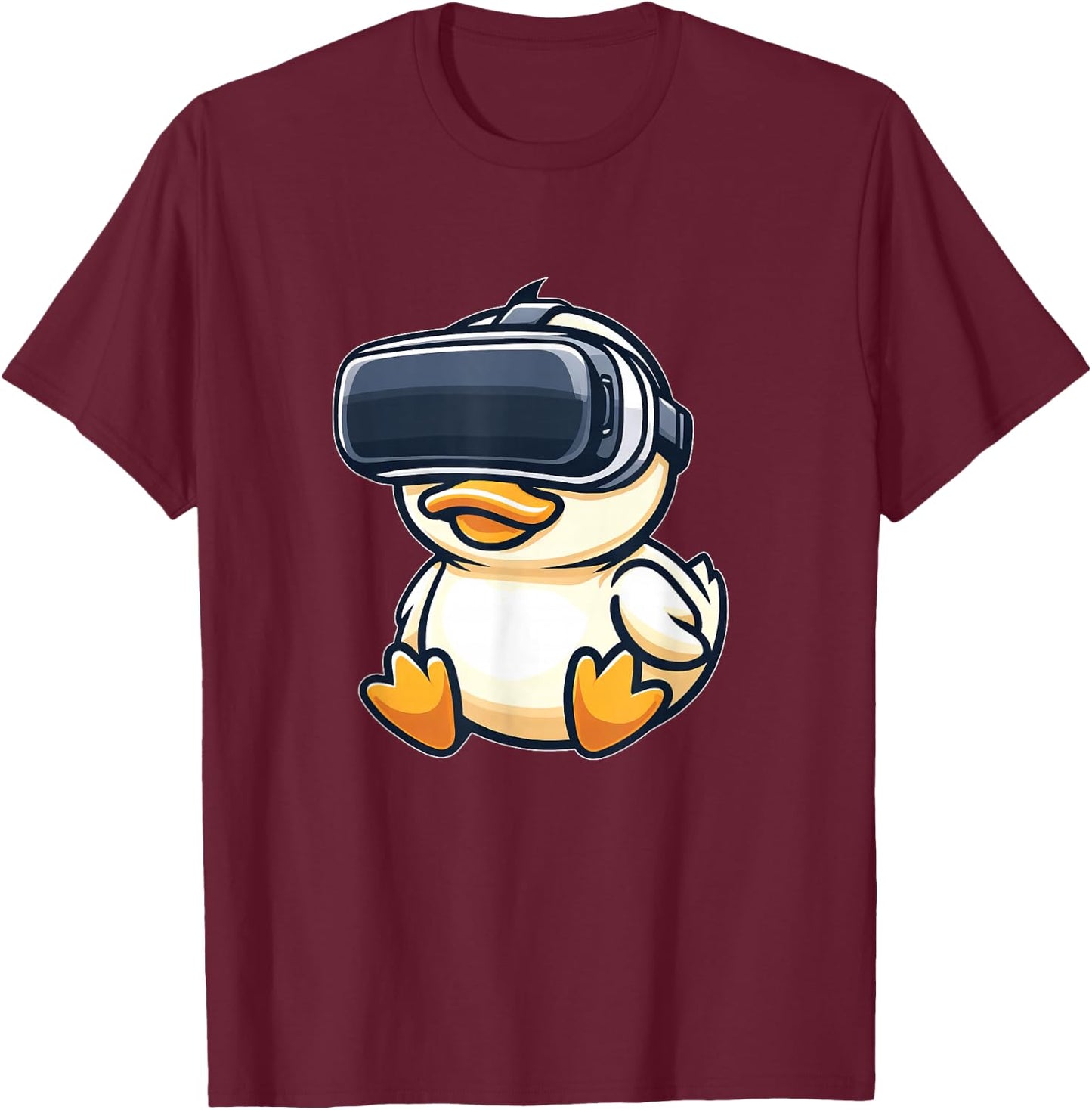Cute Duck VR Virtual Reality Gamer T-Shirt - T-Shirt | Maroon