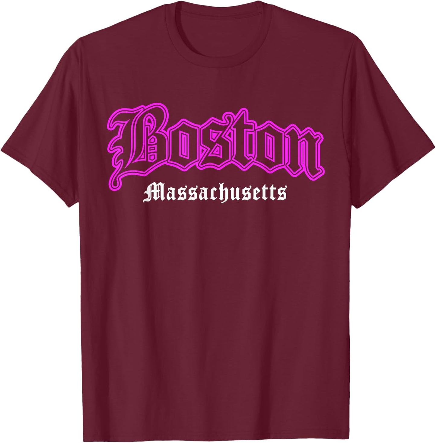 Pink Boston Massachusetts Souvenir Women T-Shirt - T-Shirt | Maroon
