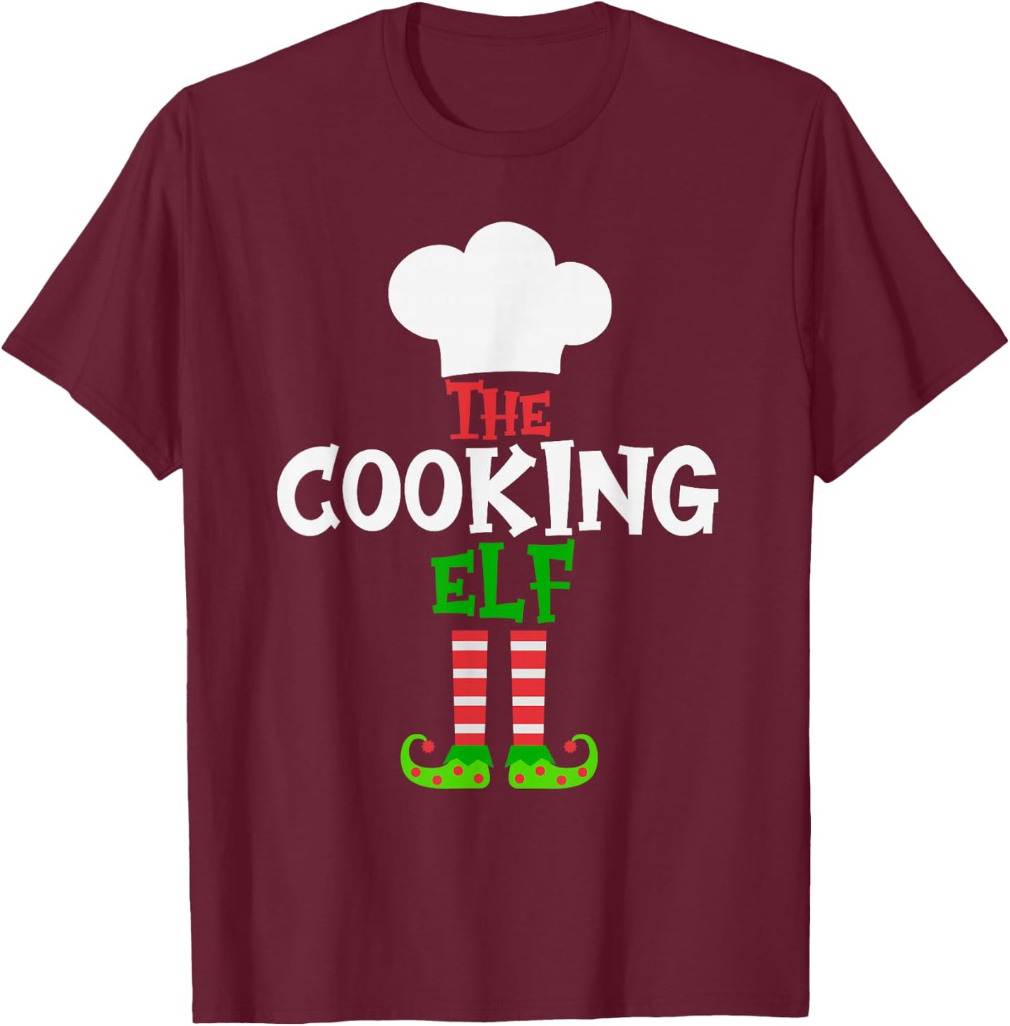 The Cooking Elf - Funny Matching Family Group Christmas T-Shirt - T-Shirt | Maroon