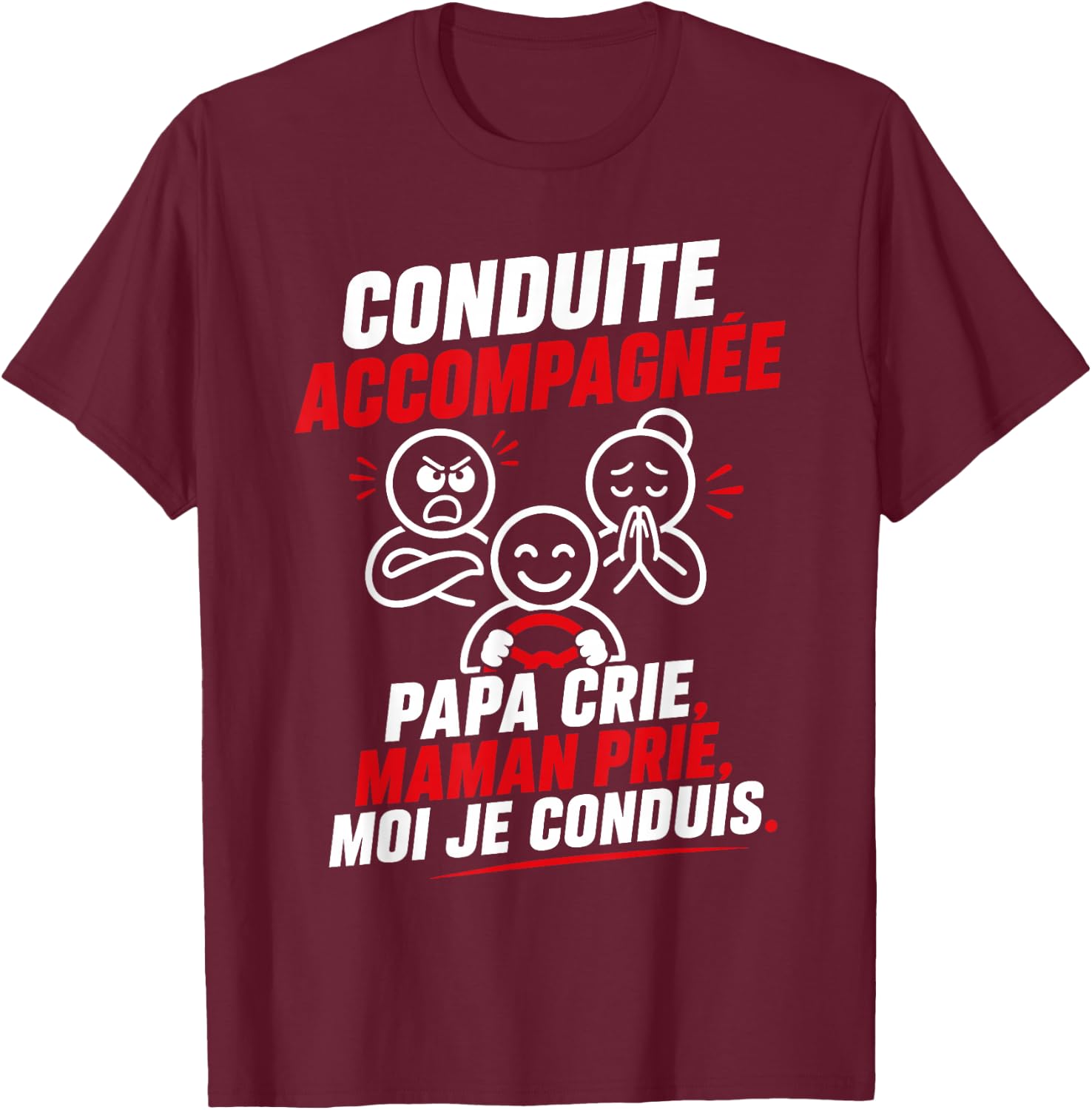 Young Licensed Humor Dad Mom Driving Accompanied T-Shirt - T-Shirt | Maroon